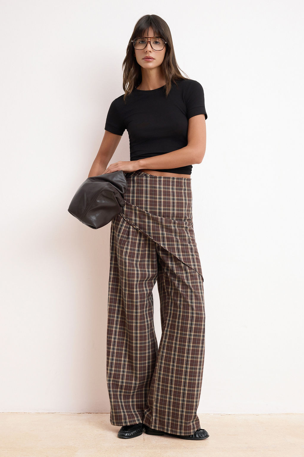 Cok Renkli Fularl? Ekoseli Genis Paca Pantolon TWOSS26PL00140