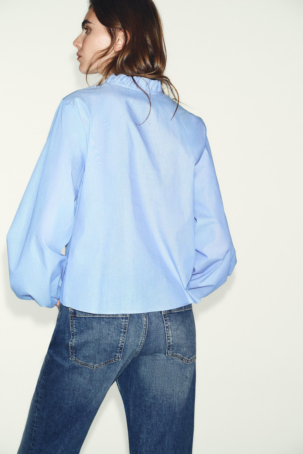 POPLIN BLOUSE WITH RUFFLES - Zara фото 5