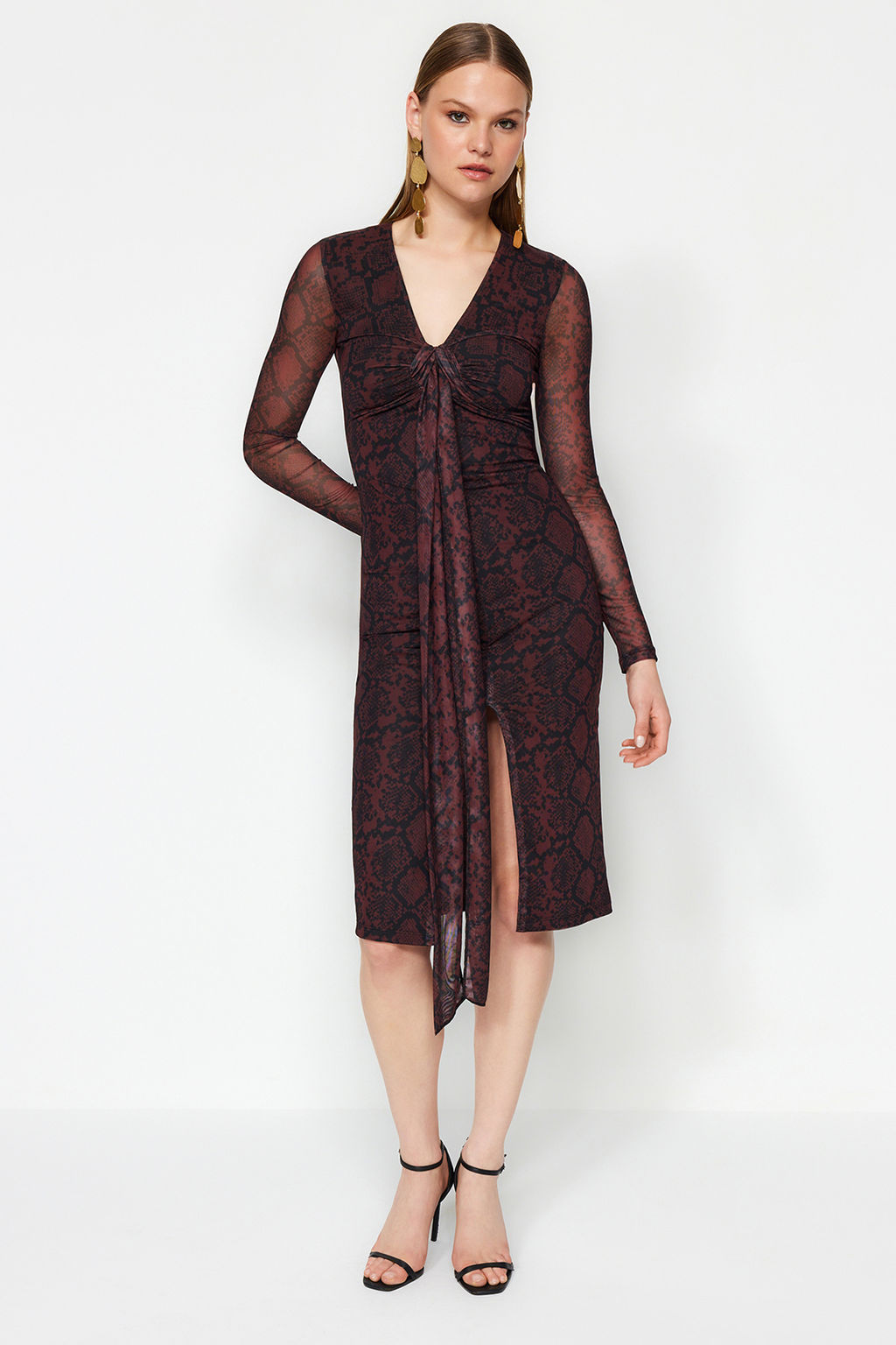 Cok Renkli Hayvan Desenli Anvelop Orme Astarl? Tul S?k Abiye Elbise TPRAW24EL00102 - Trendyolmilla фото 3