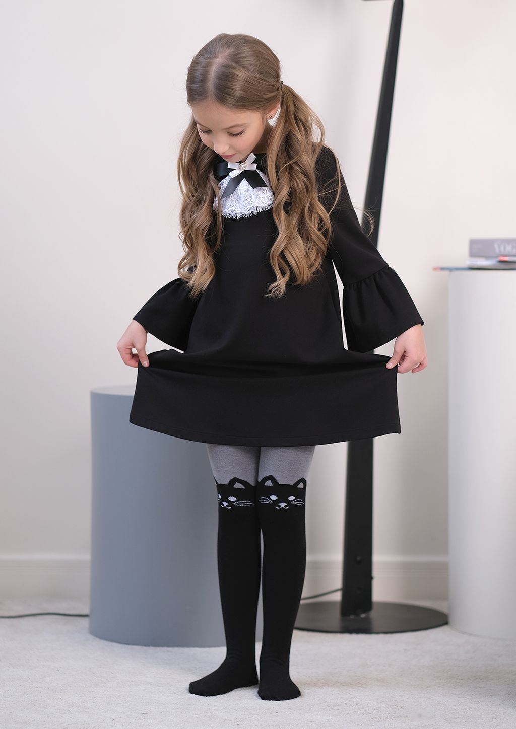 Кошка, колготки детские серый/134-140