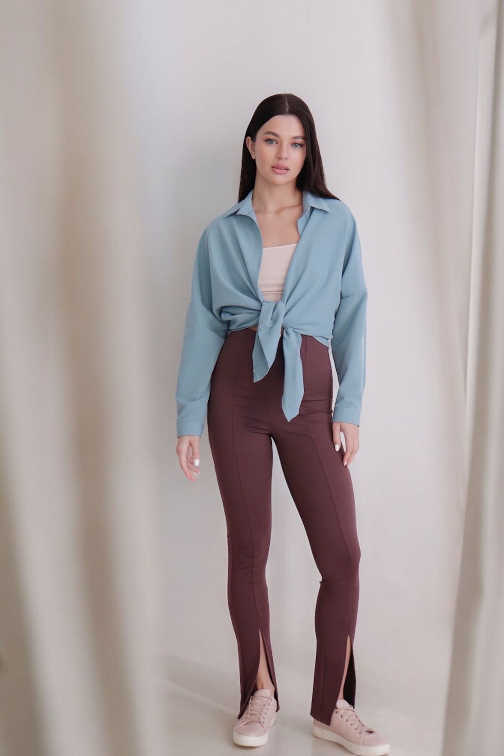 11696 Леггинсы в рубчик коричневые - Martichelli фото 6