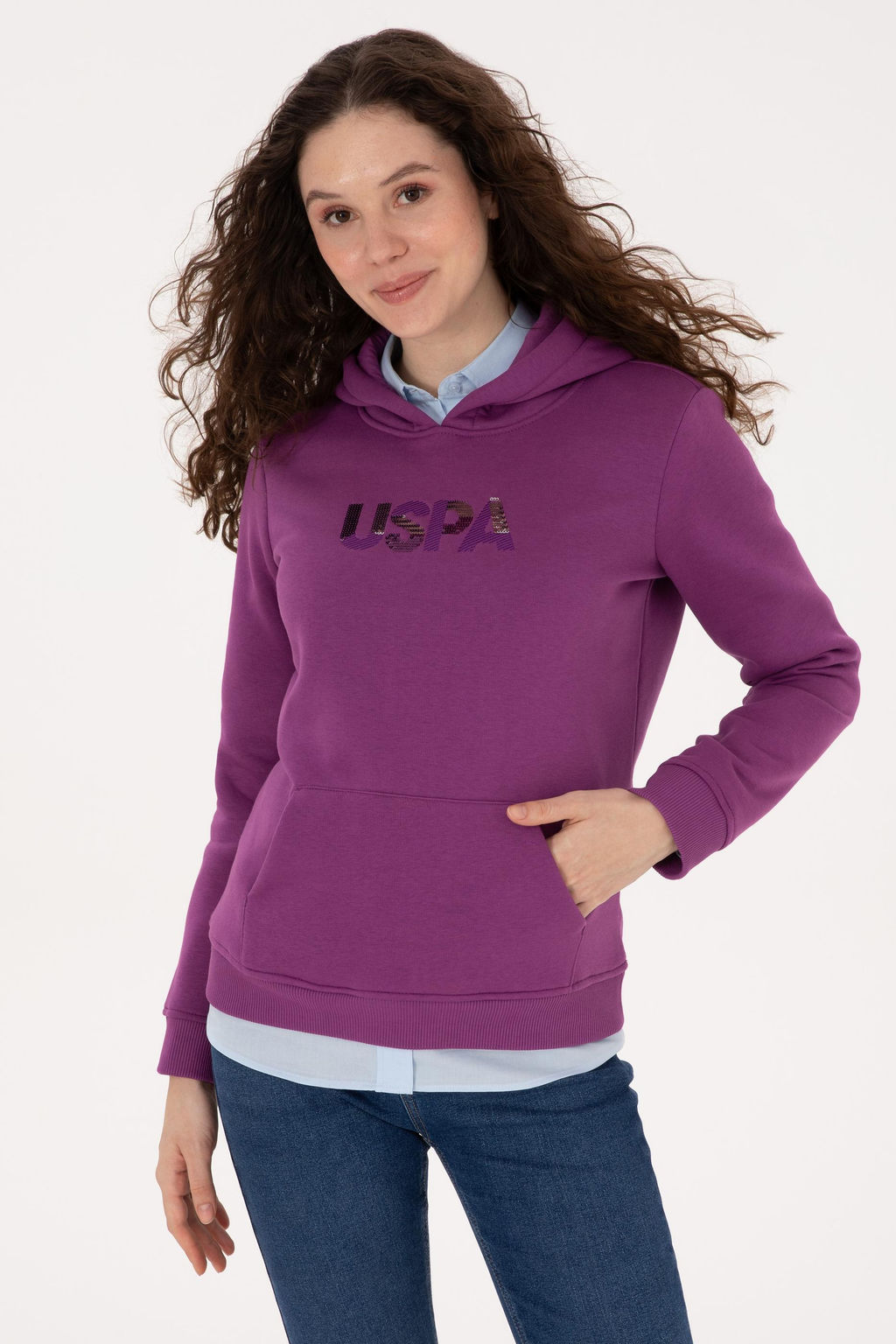 Kad_n Menek_e Kap__onlu Basic Sweatshirt - U.s. polo assn фото 3