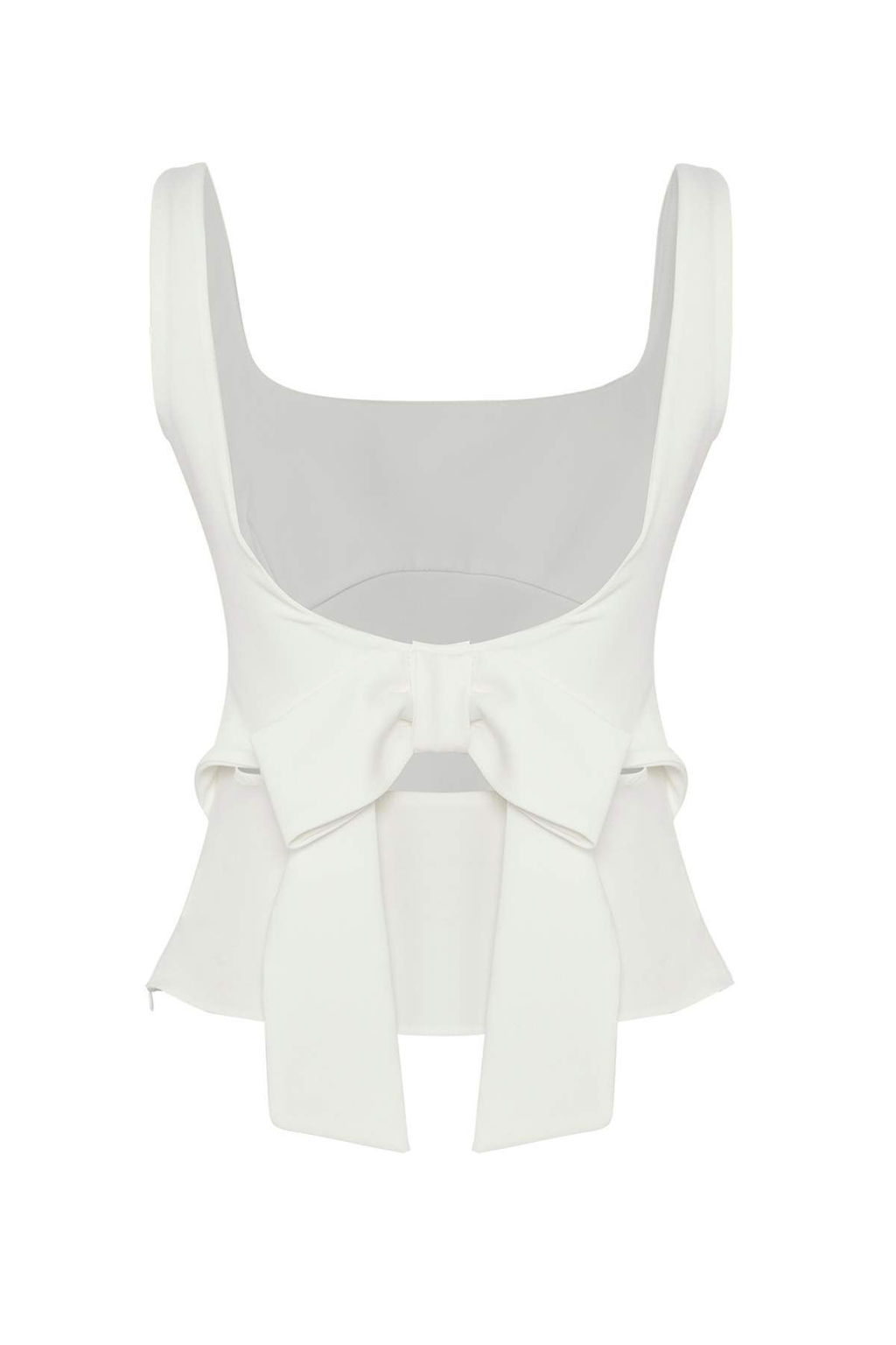 Trendyolmilla Beyaz S?rt Fiyonk Detayl? Fitted Ask?l? Dokuma Bluz TWOSS25BZ00573 фото 12