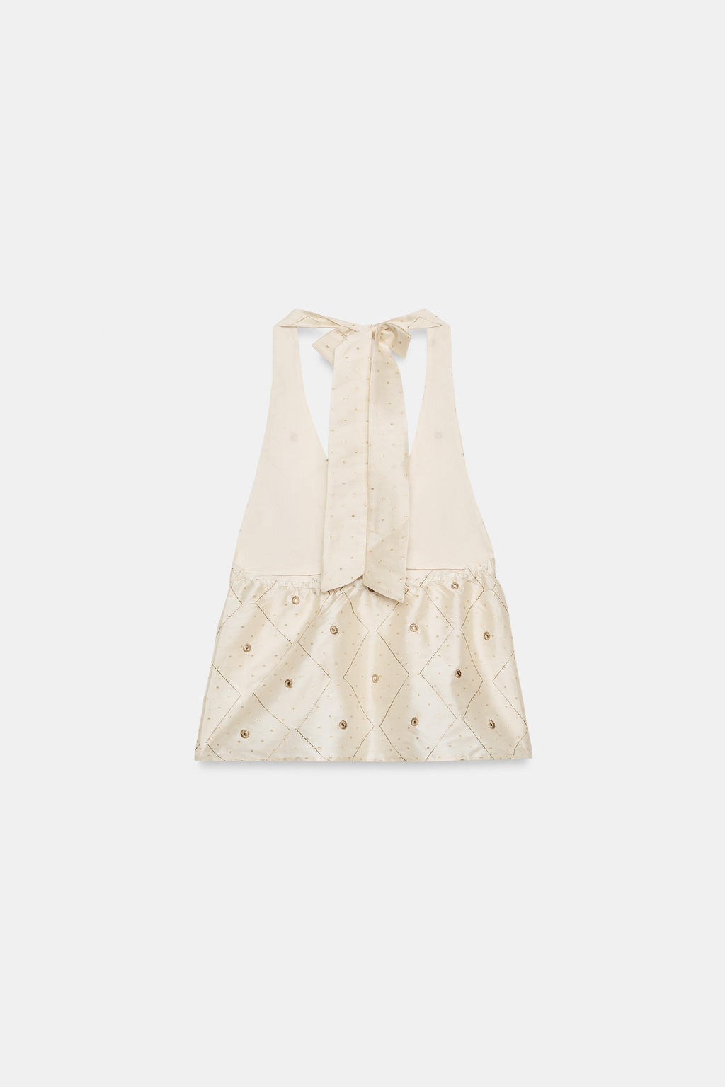 TOP TAFET?N BORDADOS ESPEJOS / Crema - Zara фото 5