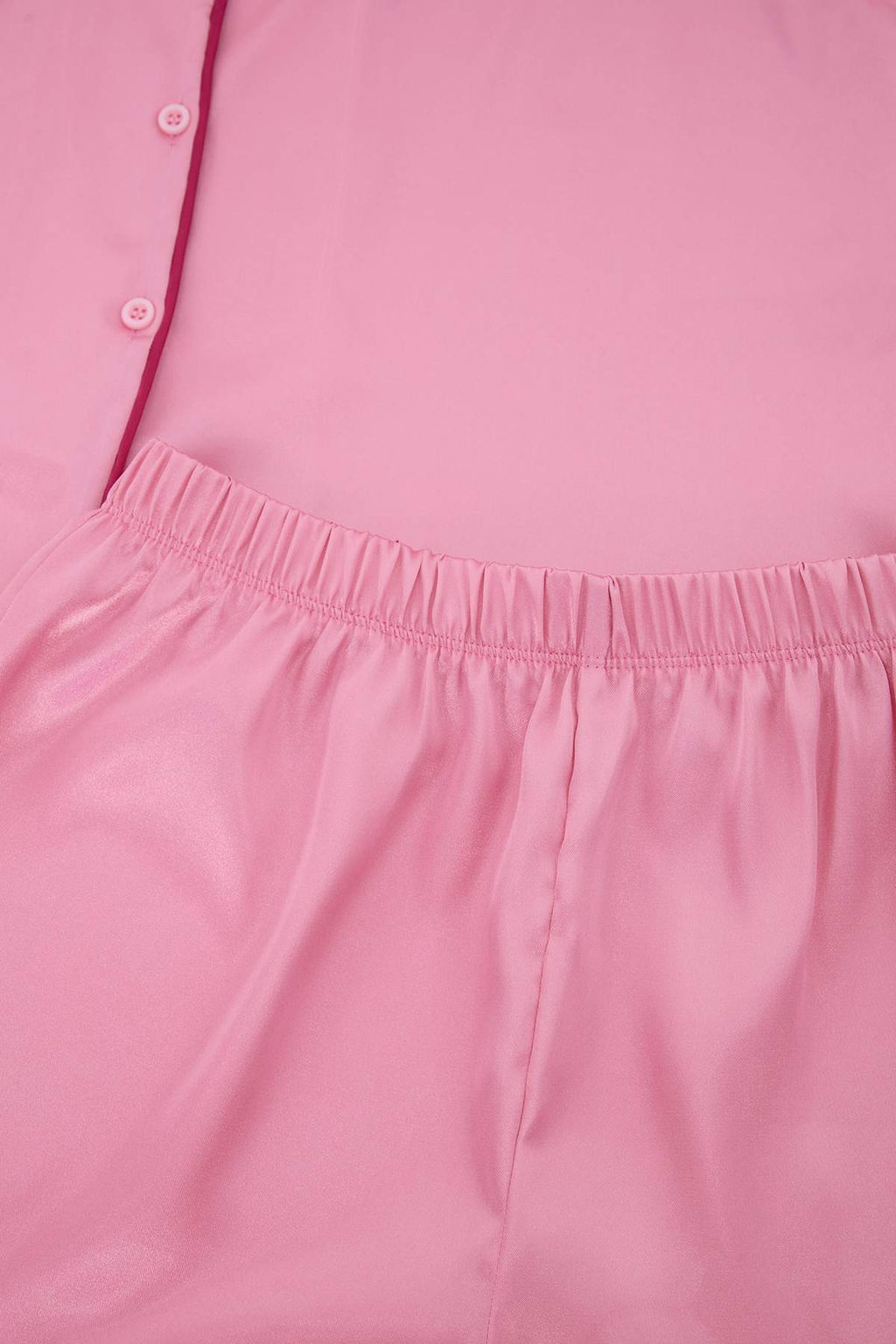 Pembe Biye ve Kalp Detayl_ Saten Dokuma Pijama Tak_m_ THMSS26PT00233 - Trendyolmilla фото 8