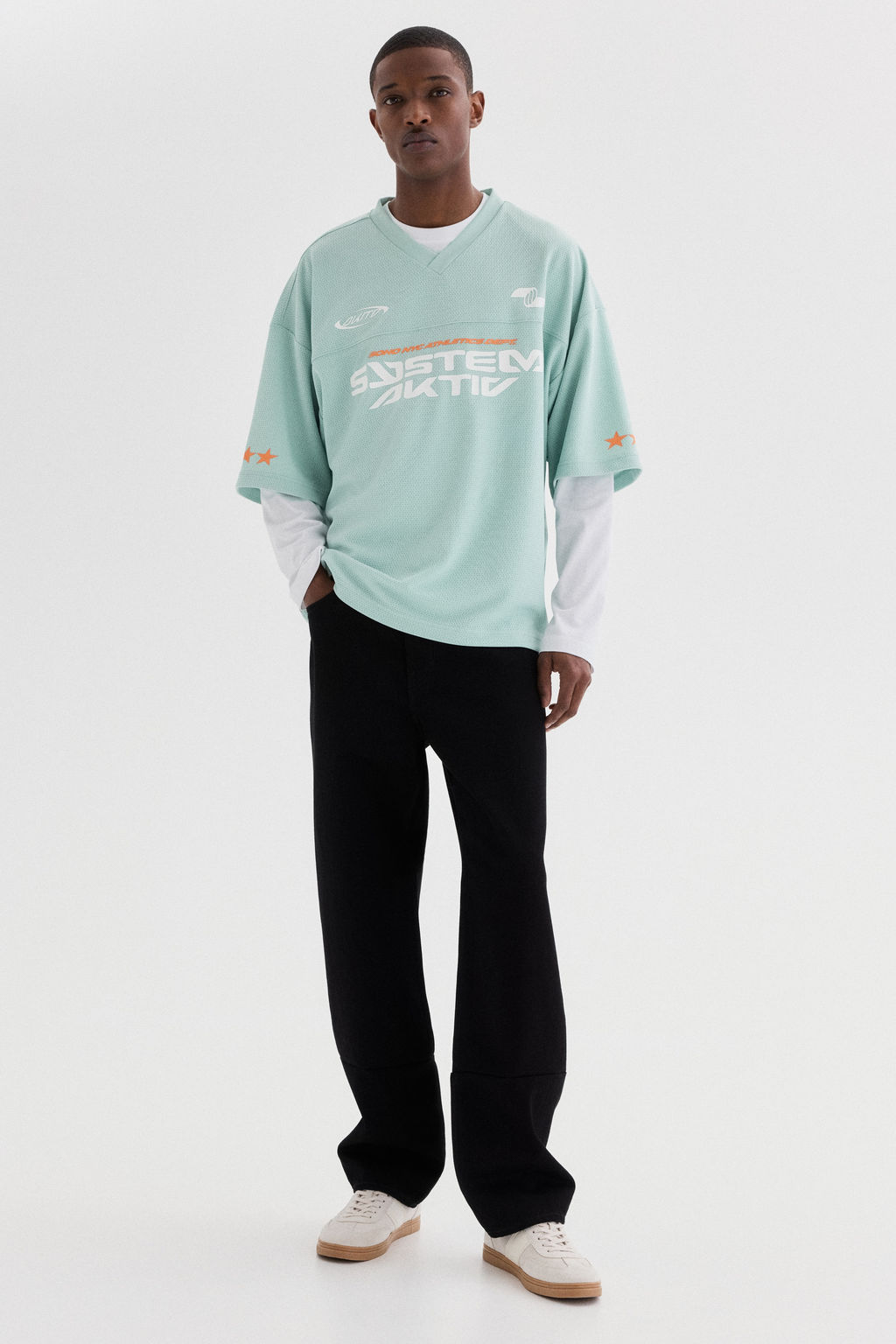 Camiseta estampada de malla Oversized Fit - H&m фото 5