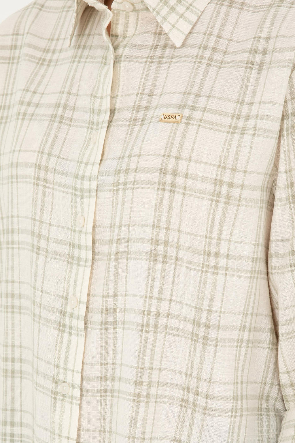 Женская рубашка цвета хаки с длинным рукавом светлого цвета - U.s. polo assn фото 7