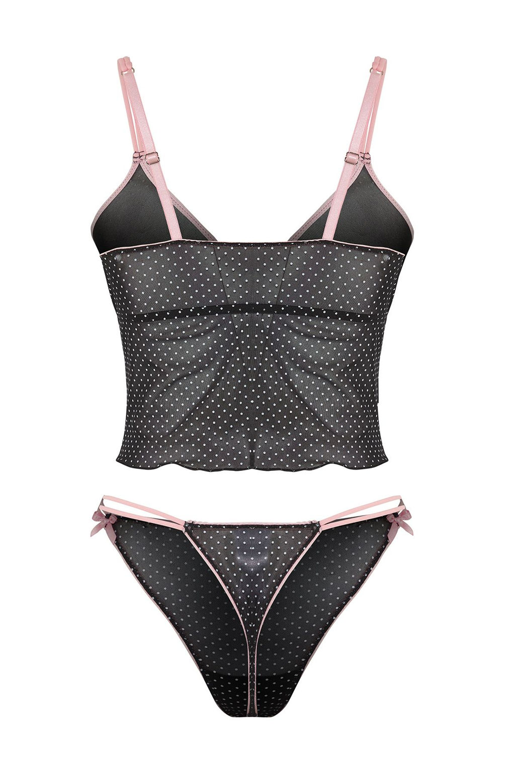 TRENDYOLMILLA Siyah Tul Puantiyeli Kurdele/Fiyonk Detayl? Kaps?z Orme Ic Camas?r? Tak?m? THMSS25CC00026  фото 6