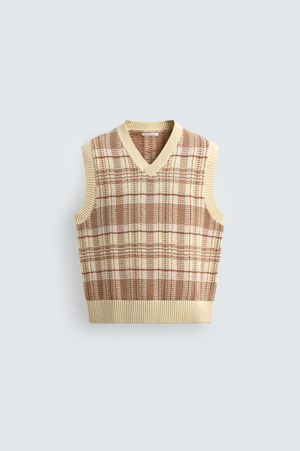 JACQUARD KNIT CHECKS WAISTCOAT - Zara фото 7