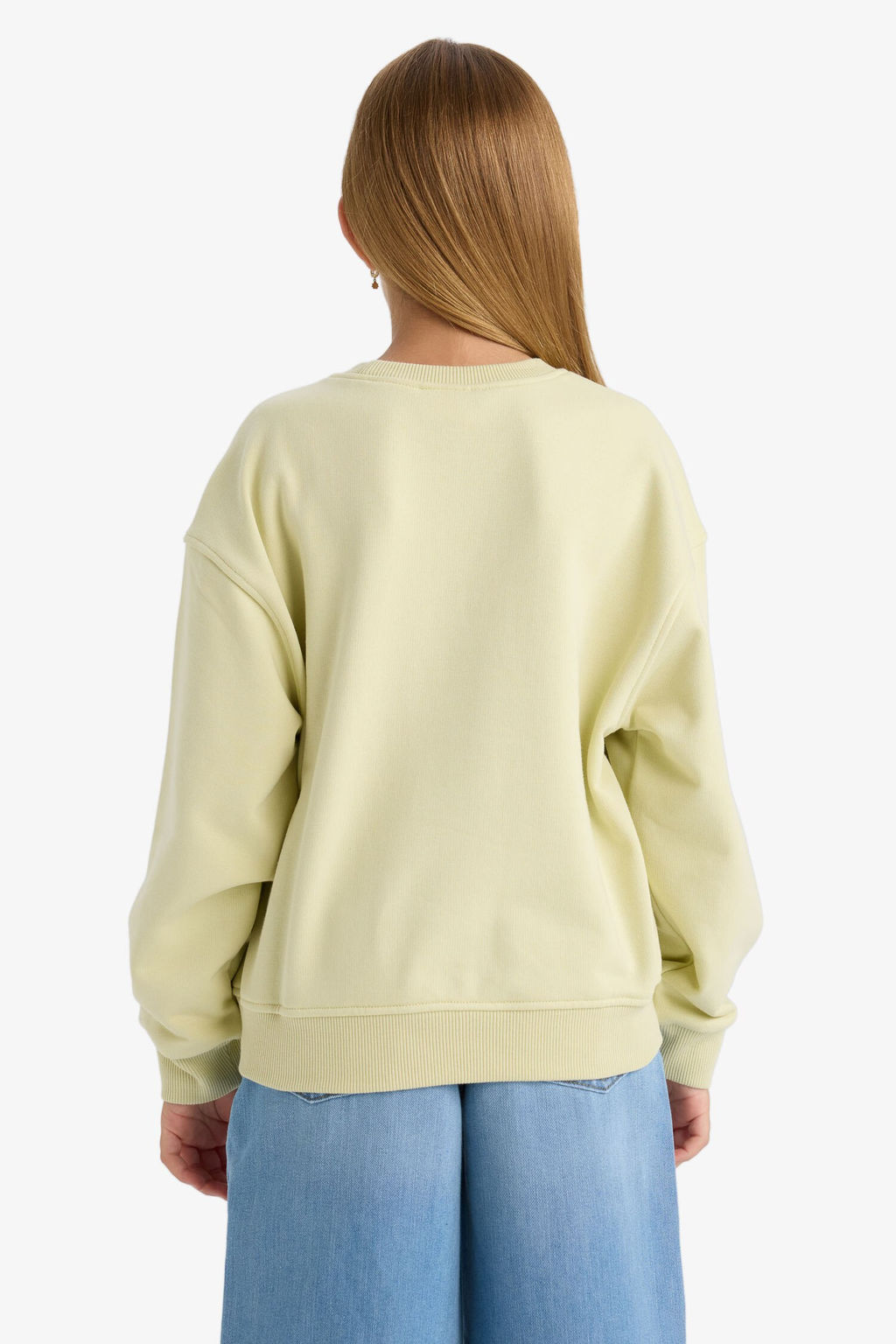 Relax Fit Bisiklet Yaka Bask_l_ Sweatshirt K_z _ocuk - Defacto фото 6