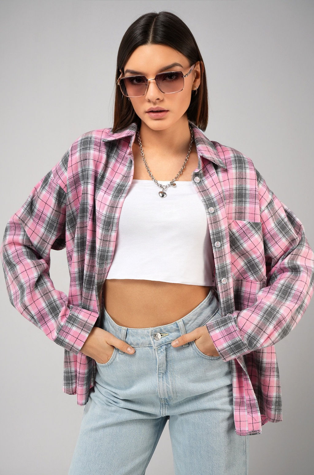 Рубашка женская в клетку Happyfox