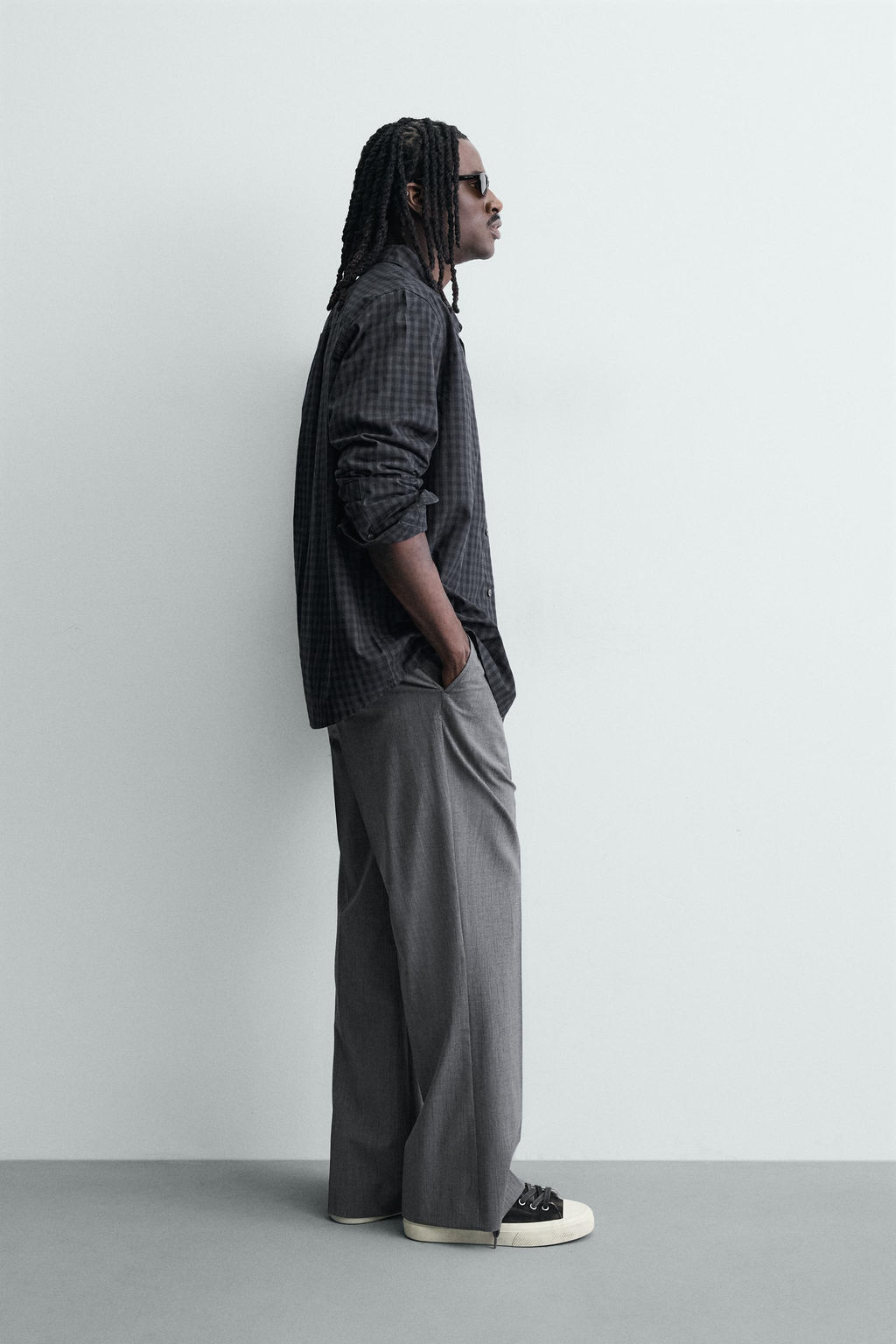 CAMISA RELAXED FIT CUADROS / Azul / Gris - Zara фото 4