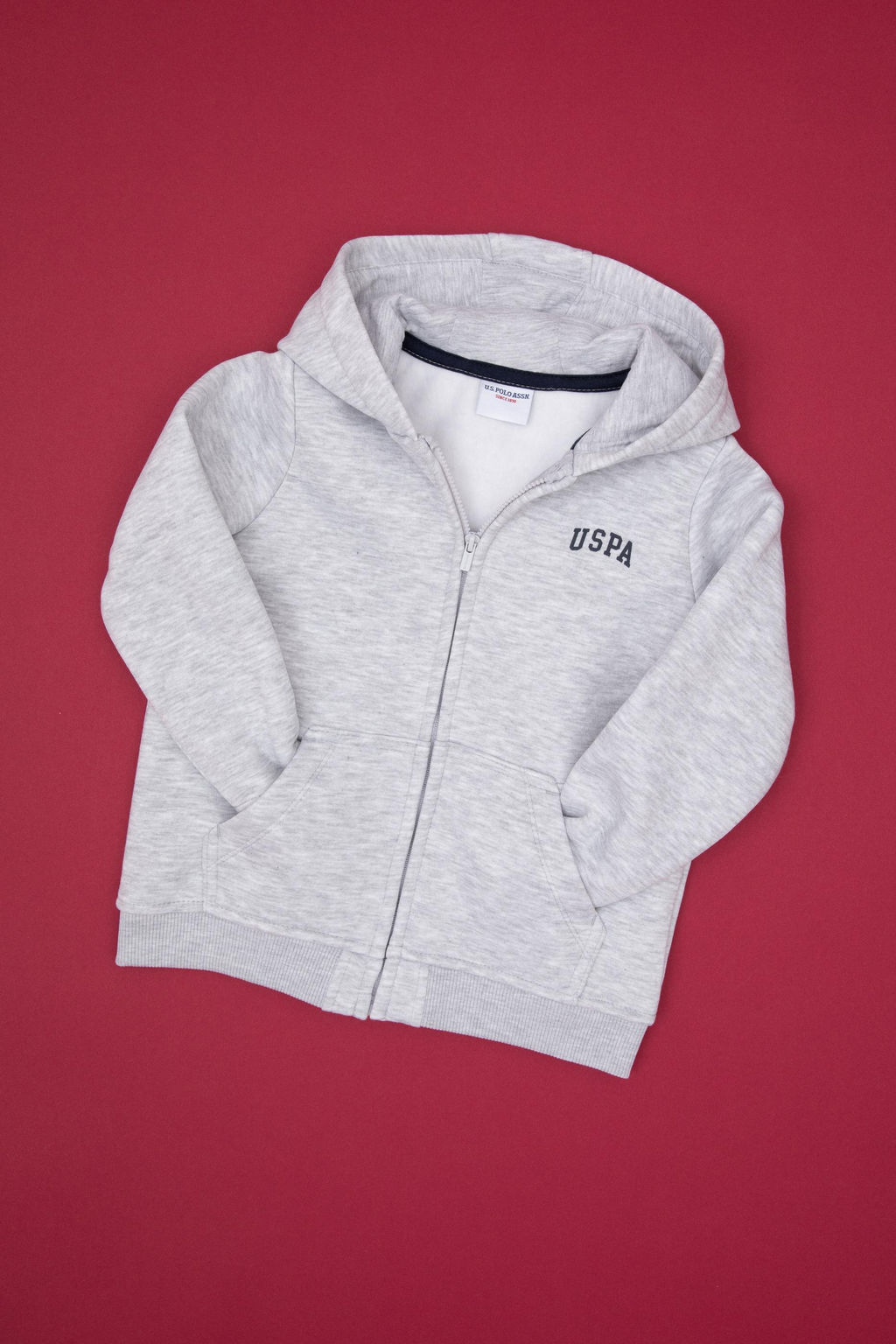 Толстовка на молнии U.S. Polo Assn светло-серая из хлопка