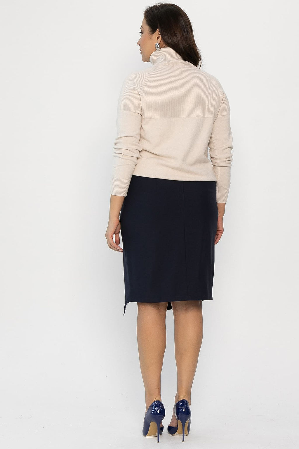 Юбка с разрезом Грейс (темно-синяя) Ю14269-30М