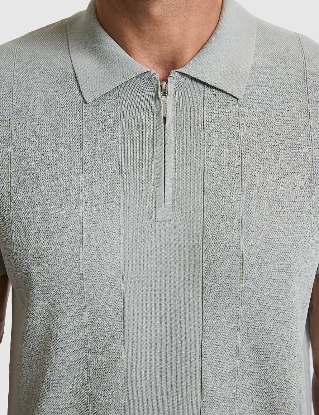 Koyu Mint Slim Fit Polo Yaka Fermuarl_ Triko Ti__rt