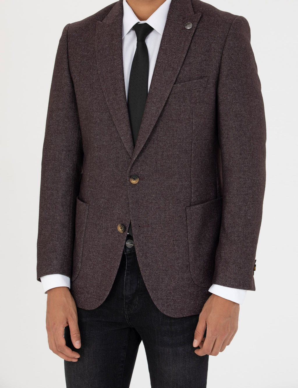 Bordo Ekstra Slim Fit Y_n Kar___ml_ Blazer Ceket