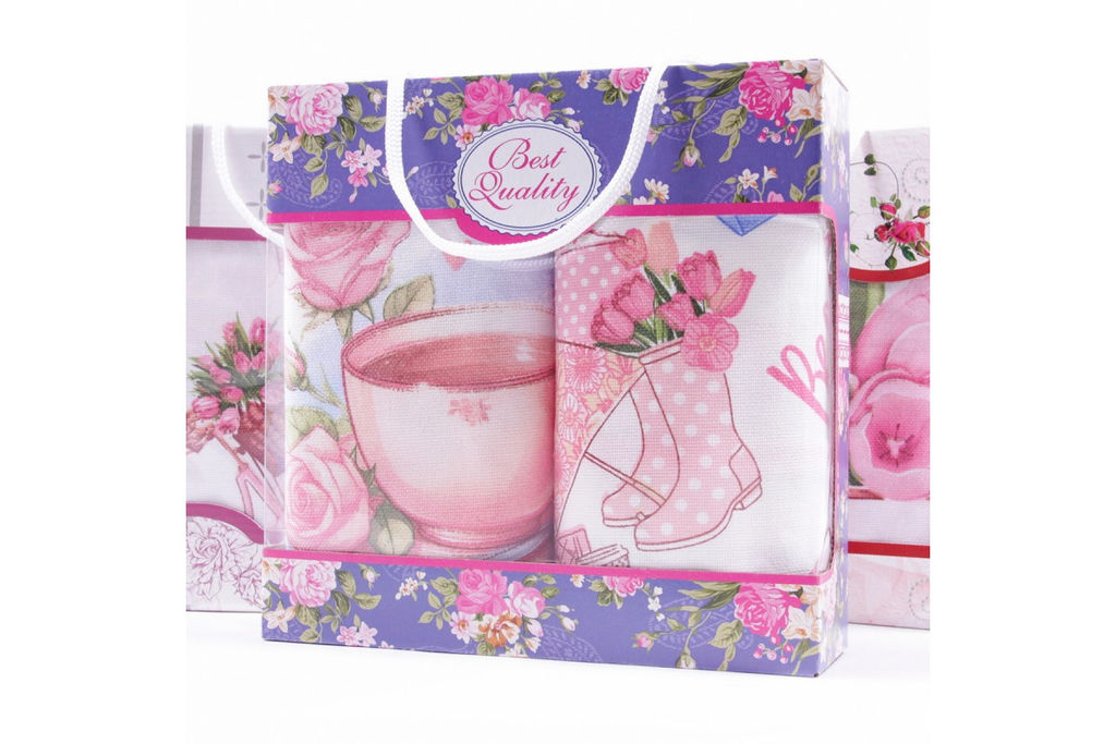 Набор вафельных полотенец в коробке ВК 799 тдл (500337/1) - Наталья-текстиль фото 2