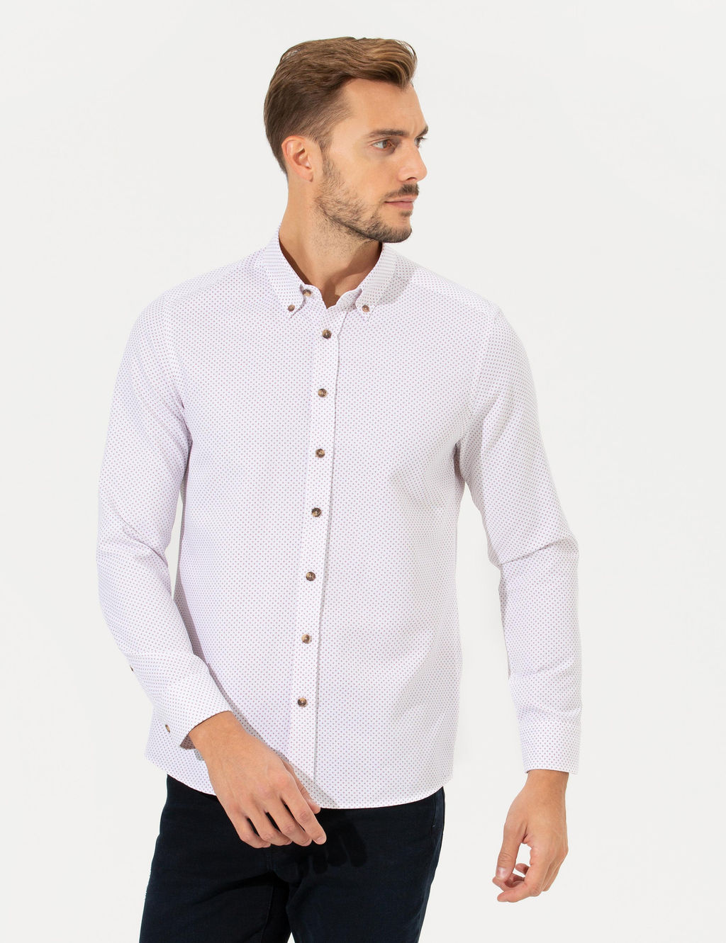 Bordo Slim Fit Uzun Kollu G_mlek - Pierre cardin фото 2