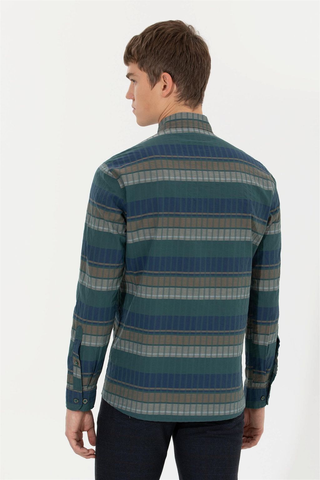 U. S. Polo Assn / Мужская зеленая рубашка с длинным рукавом - U.s. polo assn фото 5