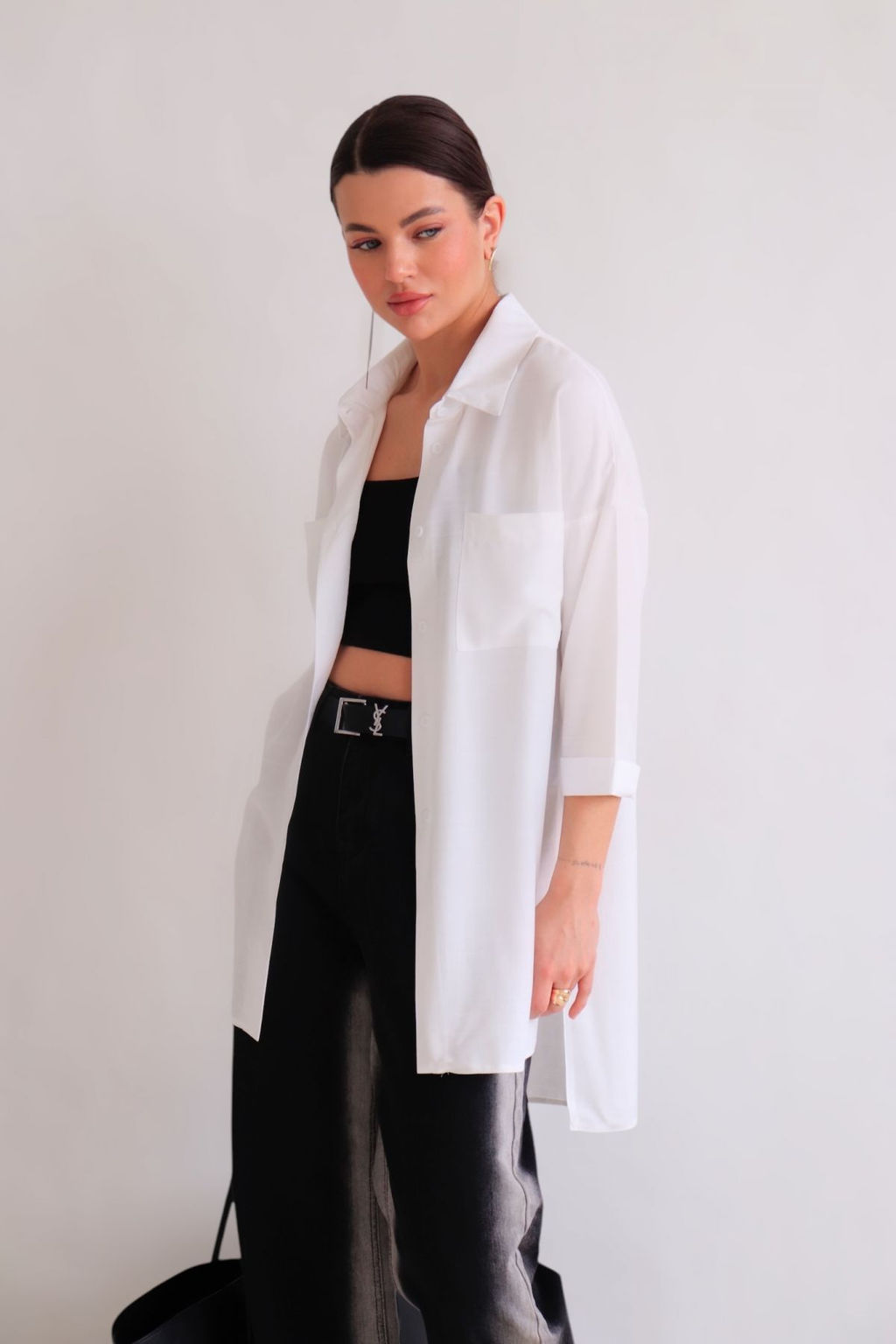 Рубашка удлинённая в стиле оверсайз с разрезами по бокам - Martichelli фото 10