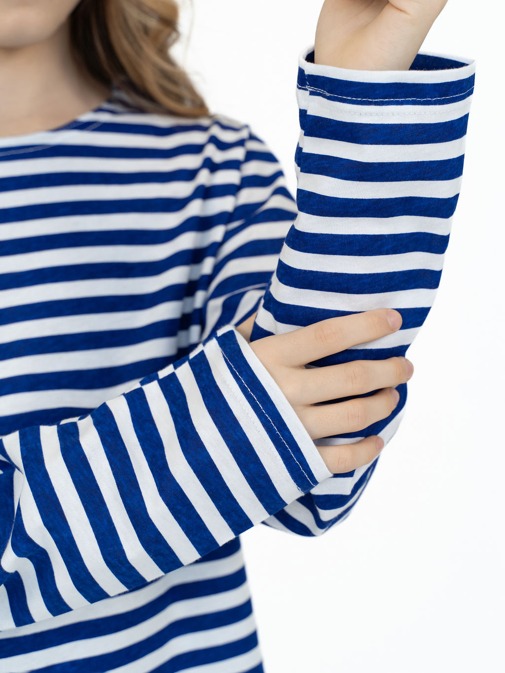 Тельняшка лонгслив детская васильковая полоска