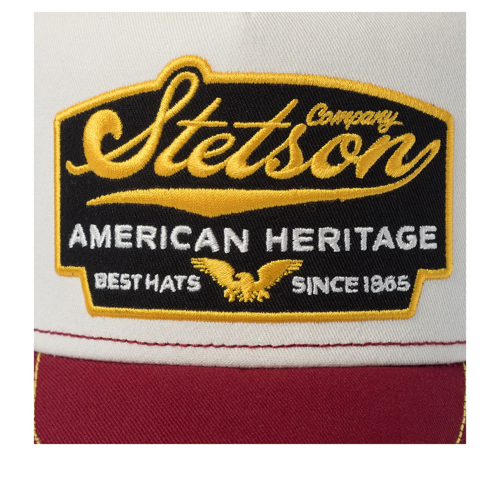 Бейсболка STETSON арт. 7751103K TRUCKER CAP AMERICAN HERITAGE (бордовый / белый)  фото 4