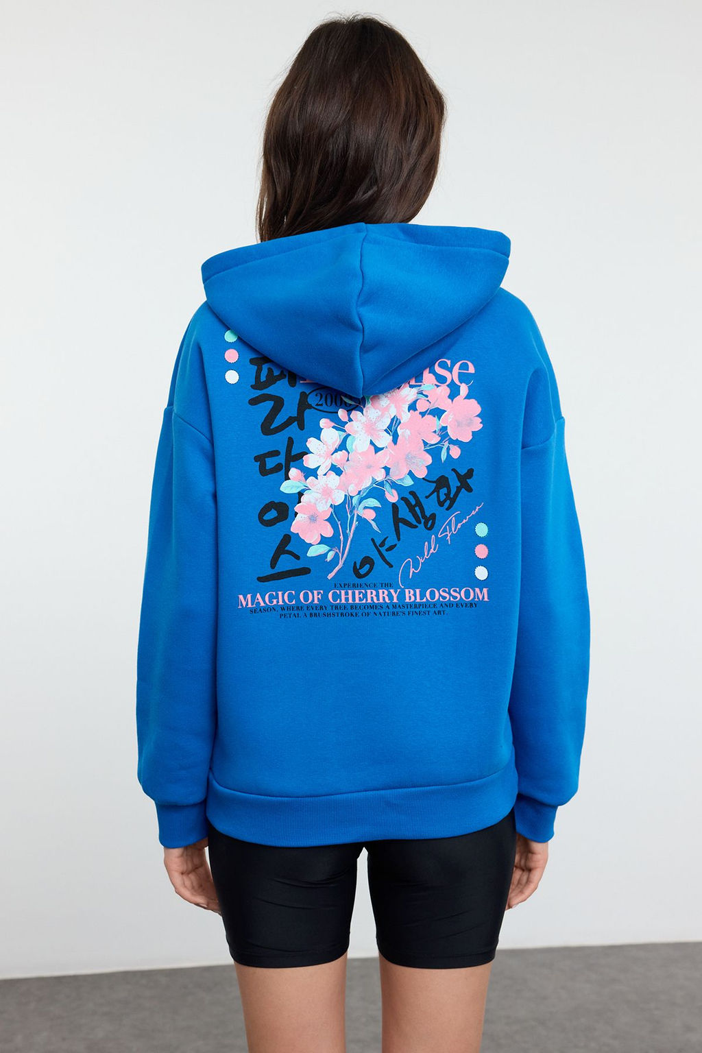 Saks On Arka Bask?l? Oversize/Genis Kal?p Kapusonlu Orme Sweatshirt TWOAW25SW00247 - Trendyolmilla фото 5