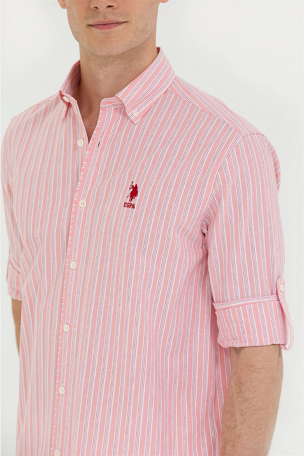 U. S. Polo Assn Мужская рубашка лосося в белую полоску - U.s. polo assn фото 14