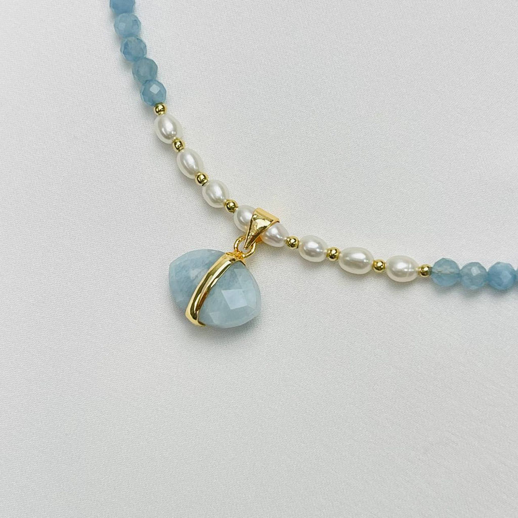 Колье из Аквамарина и Жемчуга - Радуга самоцветов фото 2