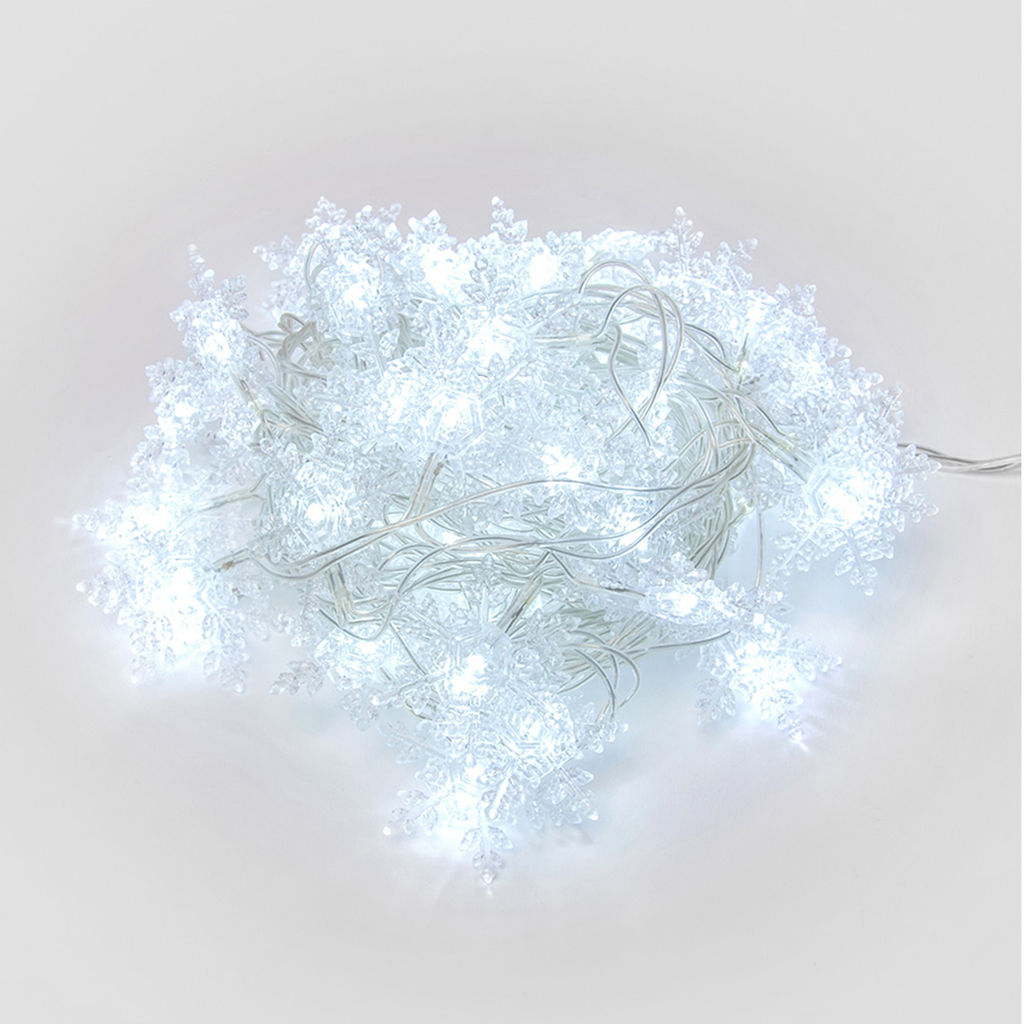 ULD-S0700-050/DTA WHITE IP20 SNOWFLAKES-1 Гирлянда светодиодная с контроллером Снежинки-1, 50 светодиодов, 7 м, белая,IP20, провод прозрачный - Volpe фото 2