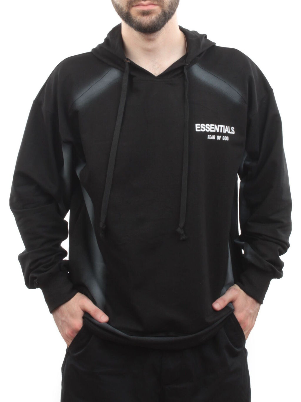 2649 BLACK/GRAY Толстовка мужская (75% хлопок, 20% полиэстер, 5% спандекс) - Фабричный китай фото 2