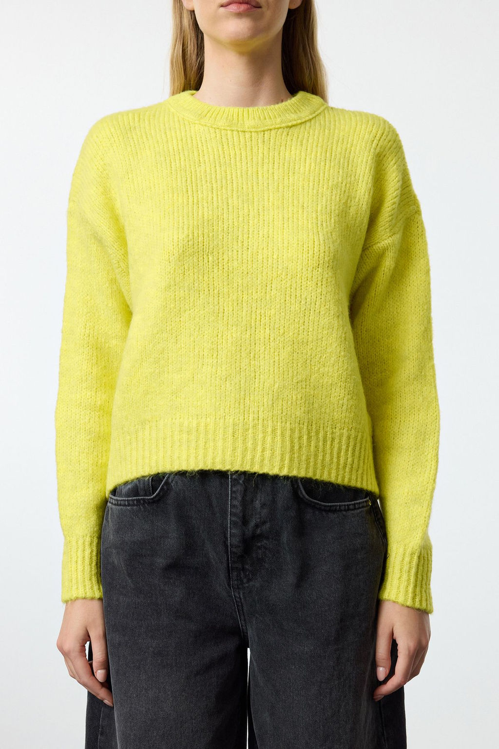 Lime Genis Kal?p Yumusak Dokulu Basic Triko Kazak TWOAW23KZ00185