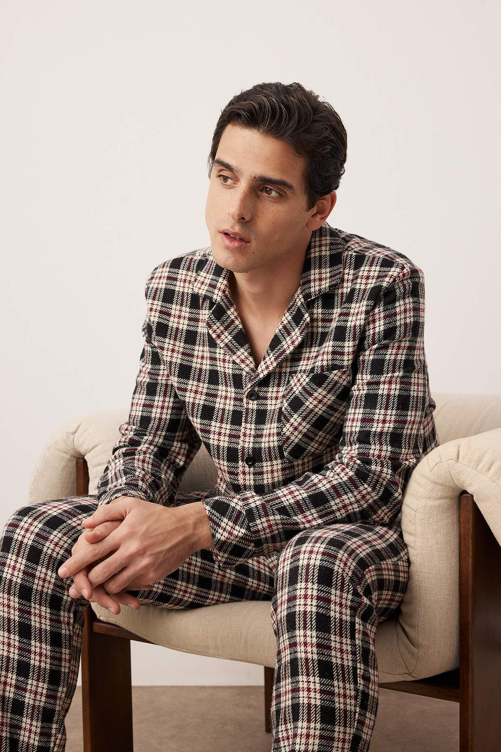 TRENDYOL MAN Siyah Regular Fit Ekose Dokuma Pijama Tak?m? TMNAW22PT1078 - Trendyolmilla фото 8