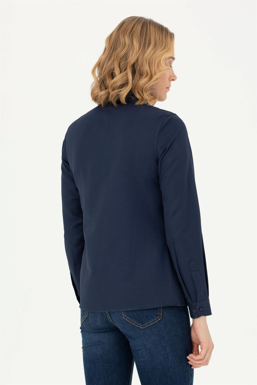 Женская базовая рубашка темно-синего цвета с длинным рукавом - U.s. polo assn фото 12