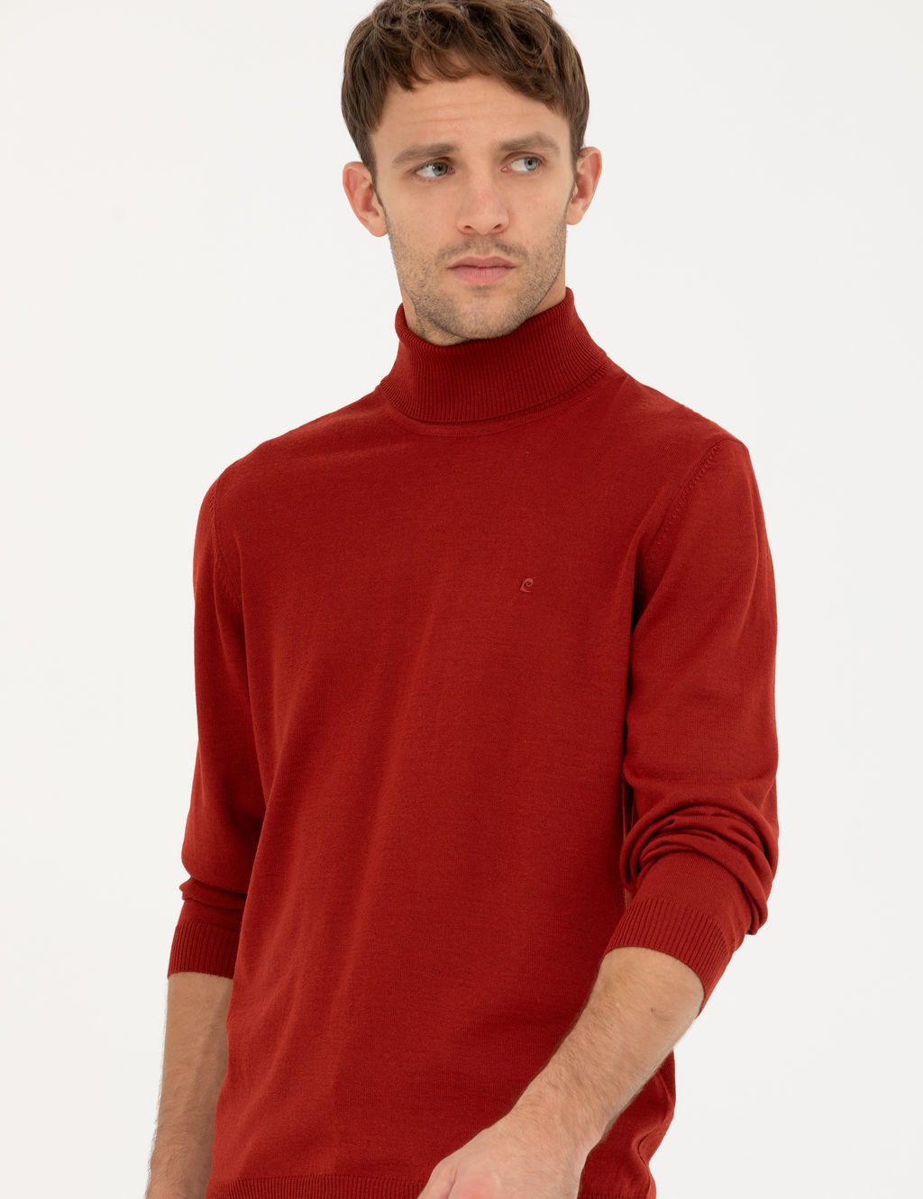 Kiremit Slim Fit Bal_k__ Yaka Y_n Kar___ml_ Basic Triko Kazak - Pierre cardin фото 3
