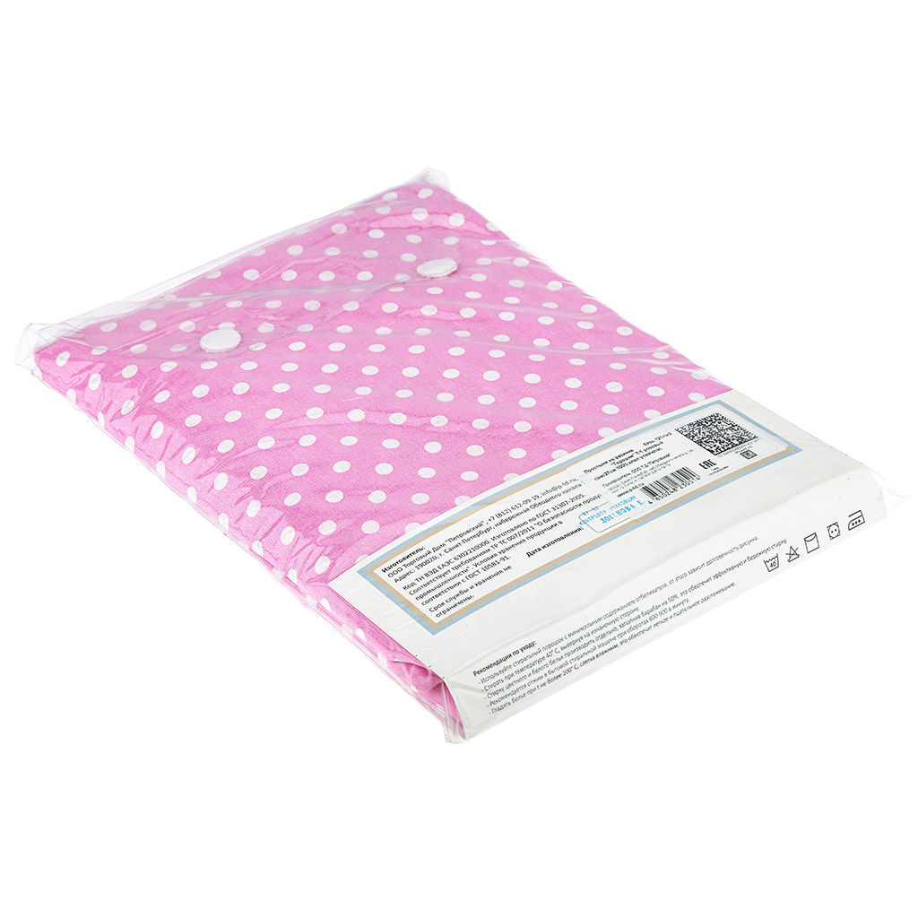 Простыня на резинке односпальная Горошек 7/1 розовый 90х200см, свесы 27см, бязь Комфорт 121г/м2, хлопок 100%, упаковка классическая ПВХ 28х41см, Домашняя мода (Россия)  фото 3
