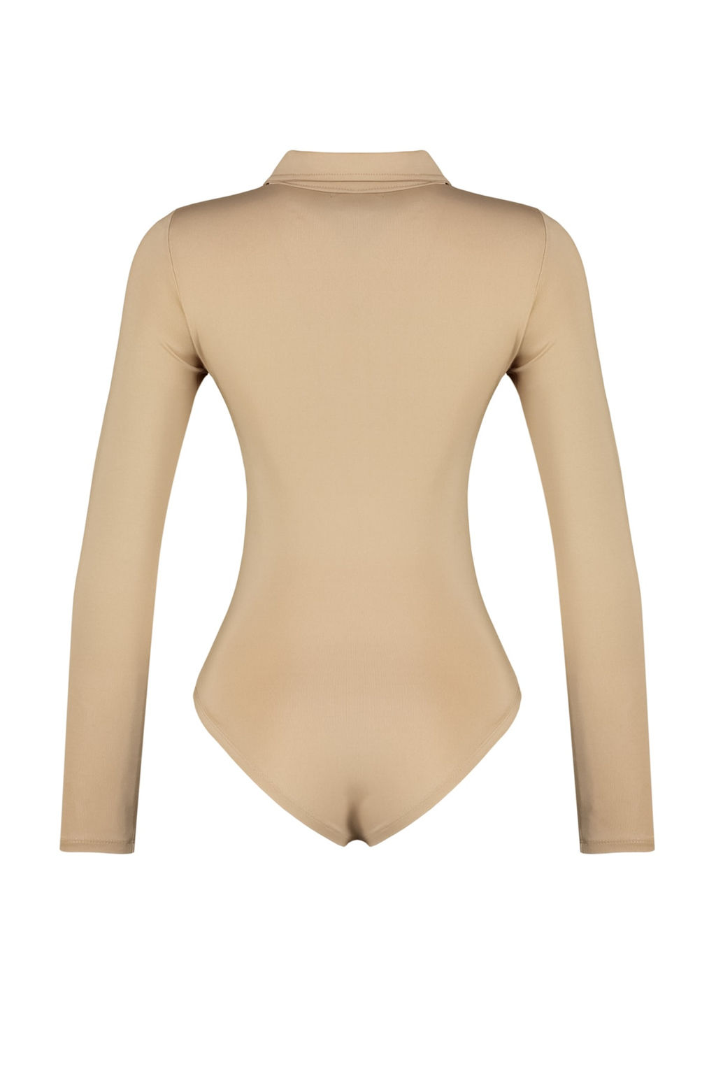 Bej Fermuar Yaka Detayl? C?tc?tl? Esnek Orme Body TWOAW24BD00005