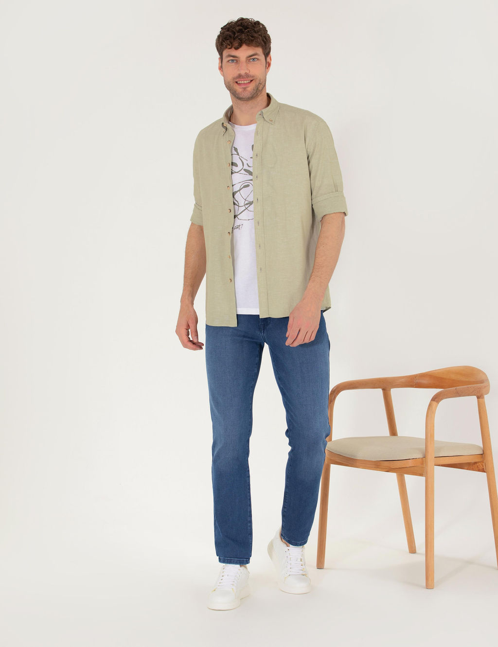 Haki Regular Fit Uzun Kollu G_mlek - Pierre cardin фото 4