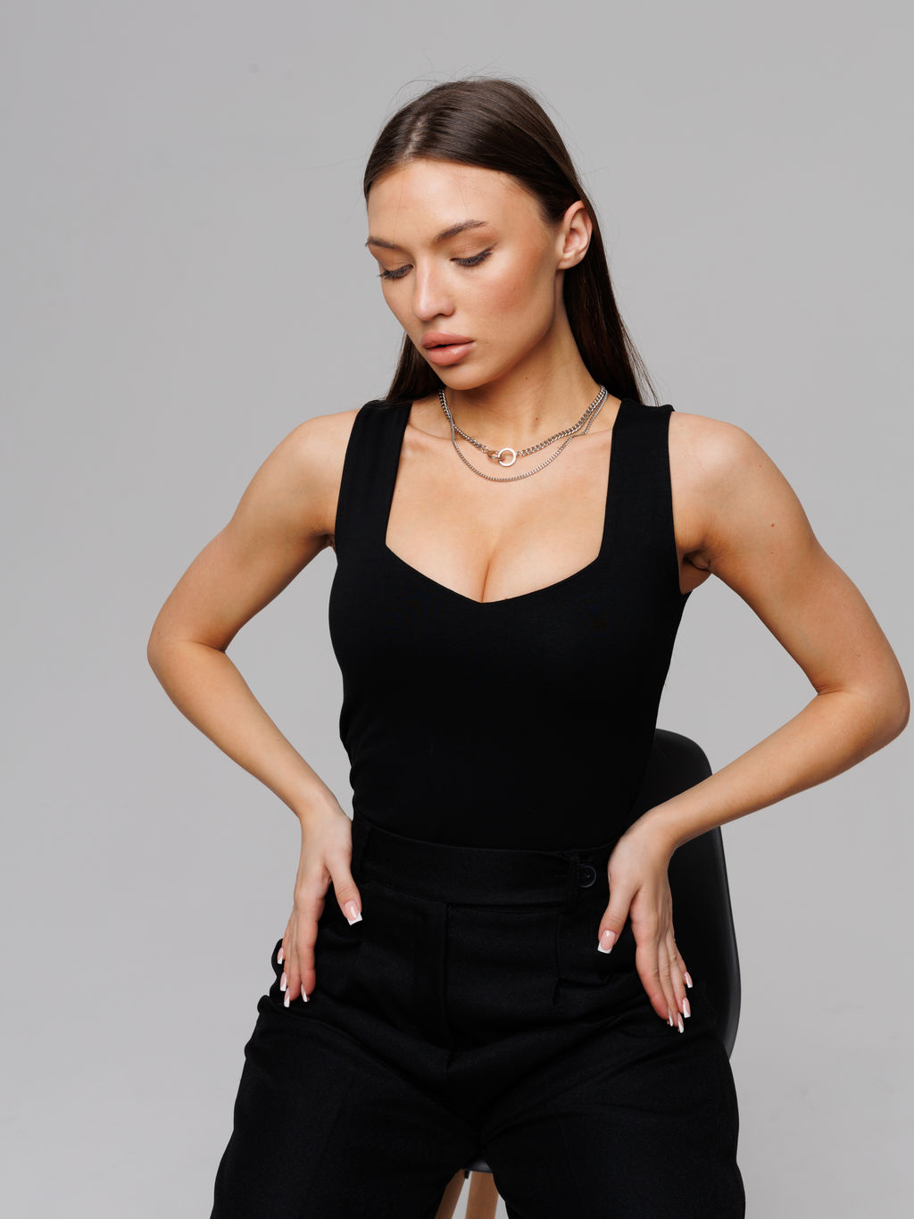 Женский топ с фигурным вырезом Lingeamo черный ЛТ-08 (7)  фото 10