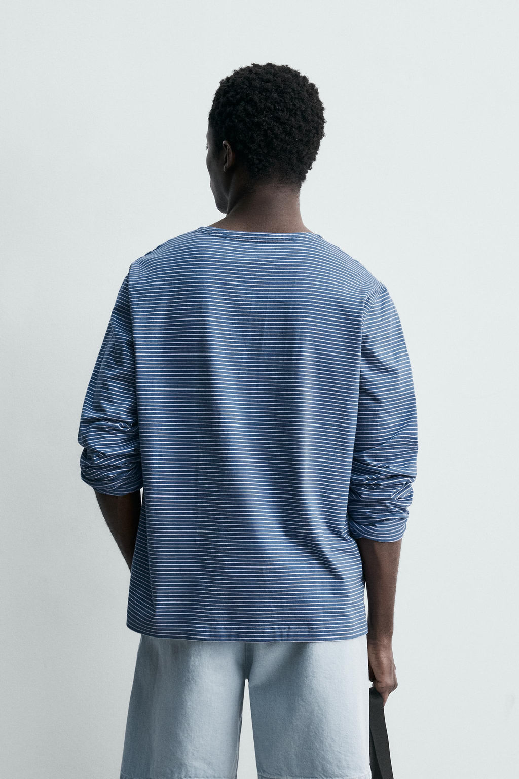 CAMISETA JACQUARD RAYAS / Azul