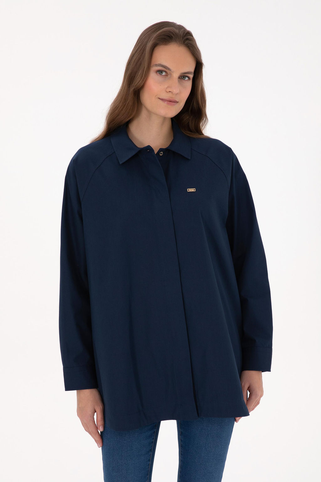 Kad_n Lacivert Uzun Kollu G_mlek