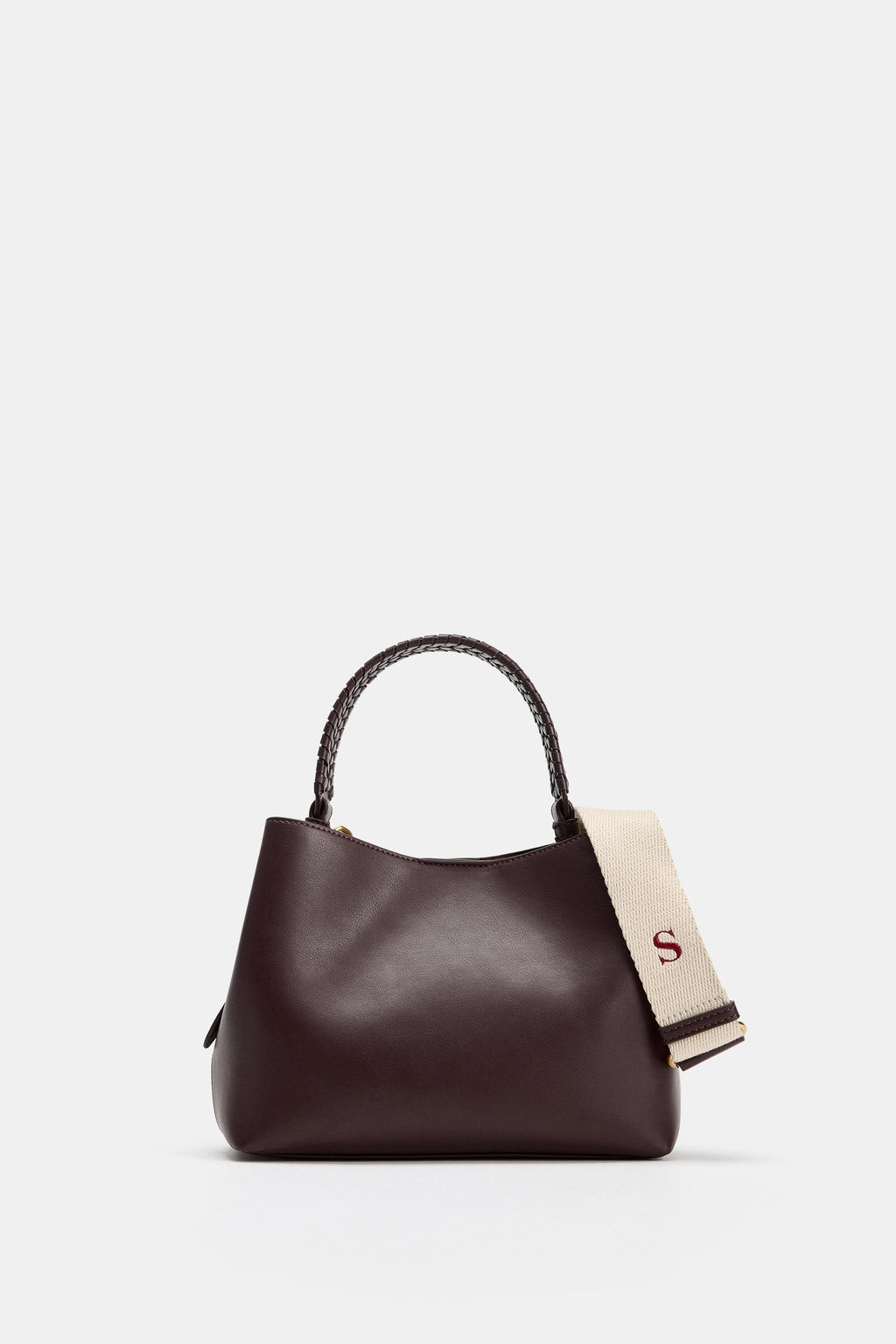 BOLSO DE MANO ASA TRENZADA / Rojo Burdeos