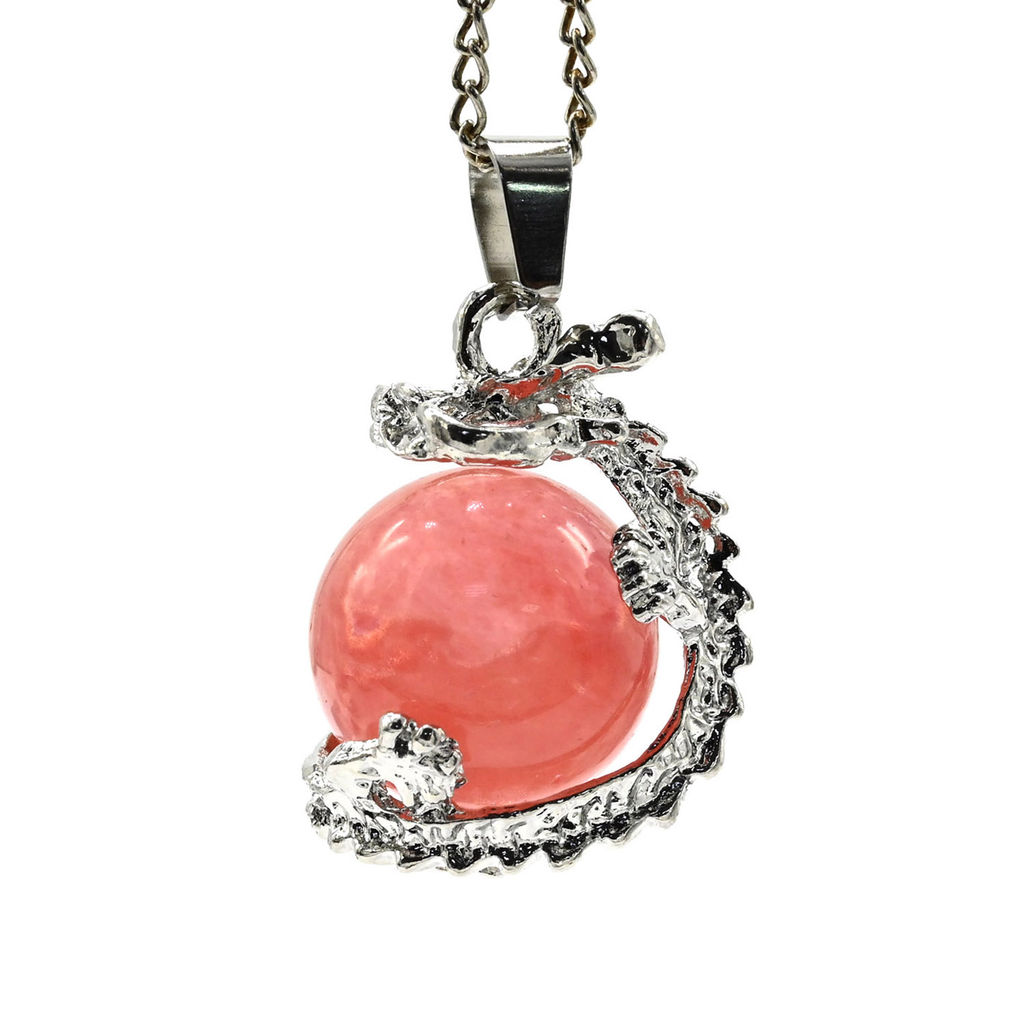 Подвеска Дракон на шаре 18*20мм с халцедоном розовым