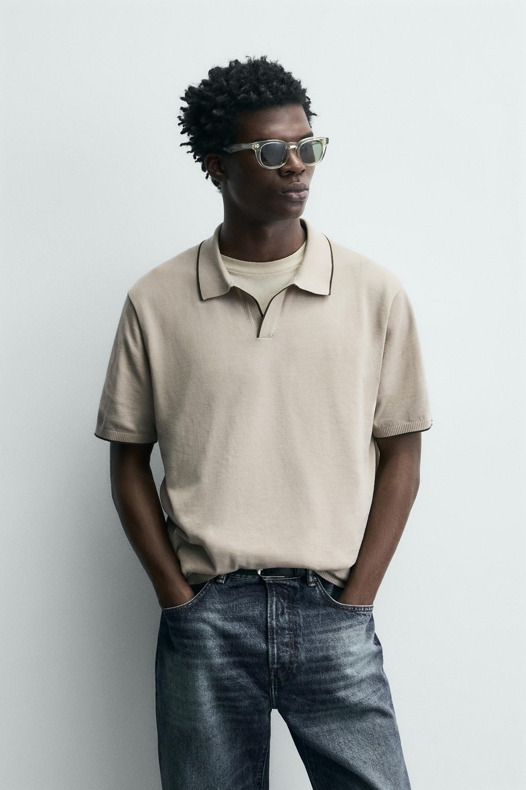 CONTRAST RIB KNIT POLO SHIRT - Zara фото 2