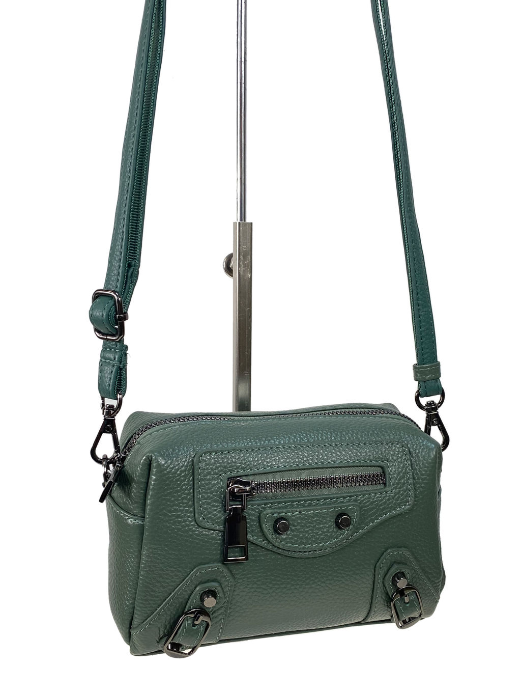 Кросс боди из натуральной кожи, цвет зеленый - Greta фото 2