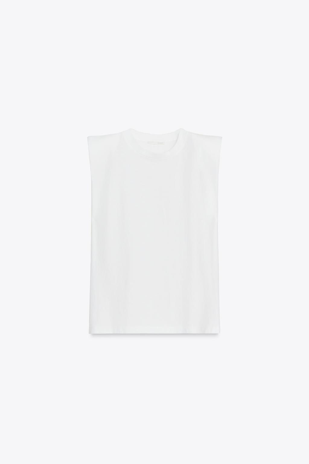 SLEEVELESS SHOULDER PAD T-SHIRT - Zara фото 6