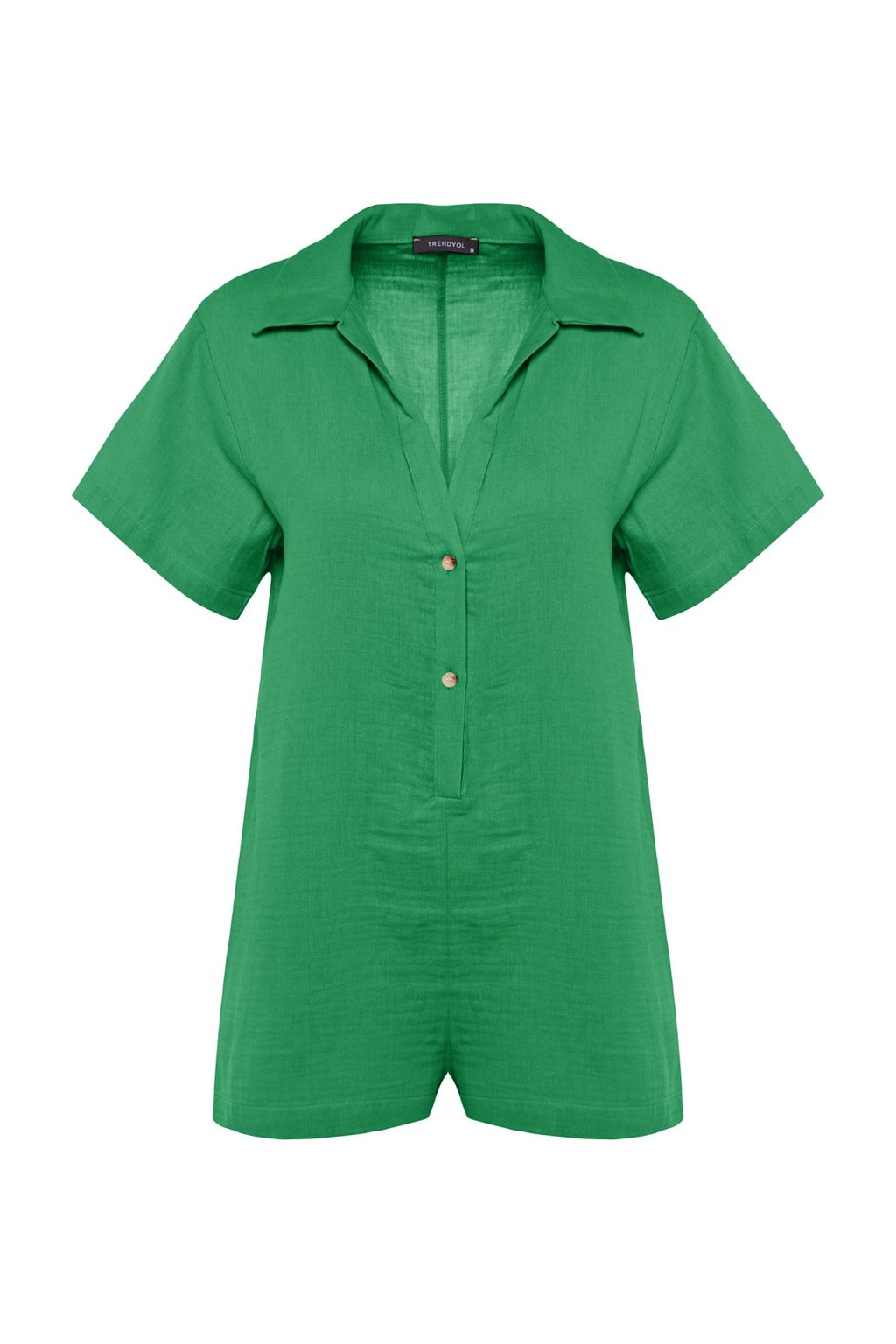 Yesil Genis Kal?p Dokuma Muslin Plaj Tulum TBESS23TU00001