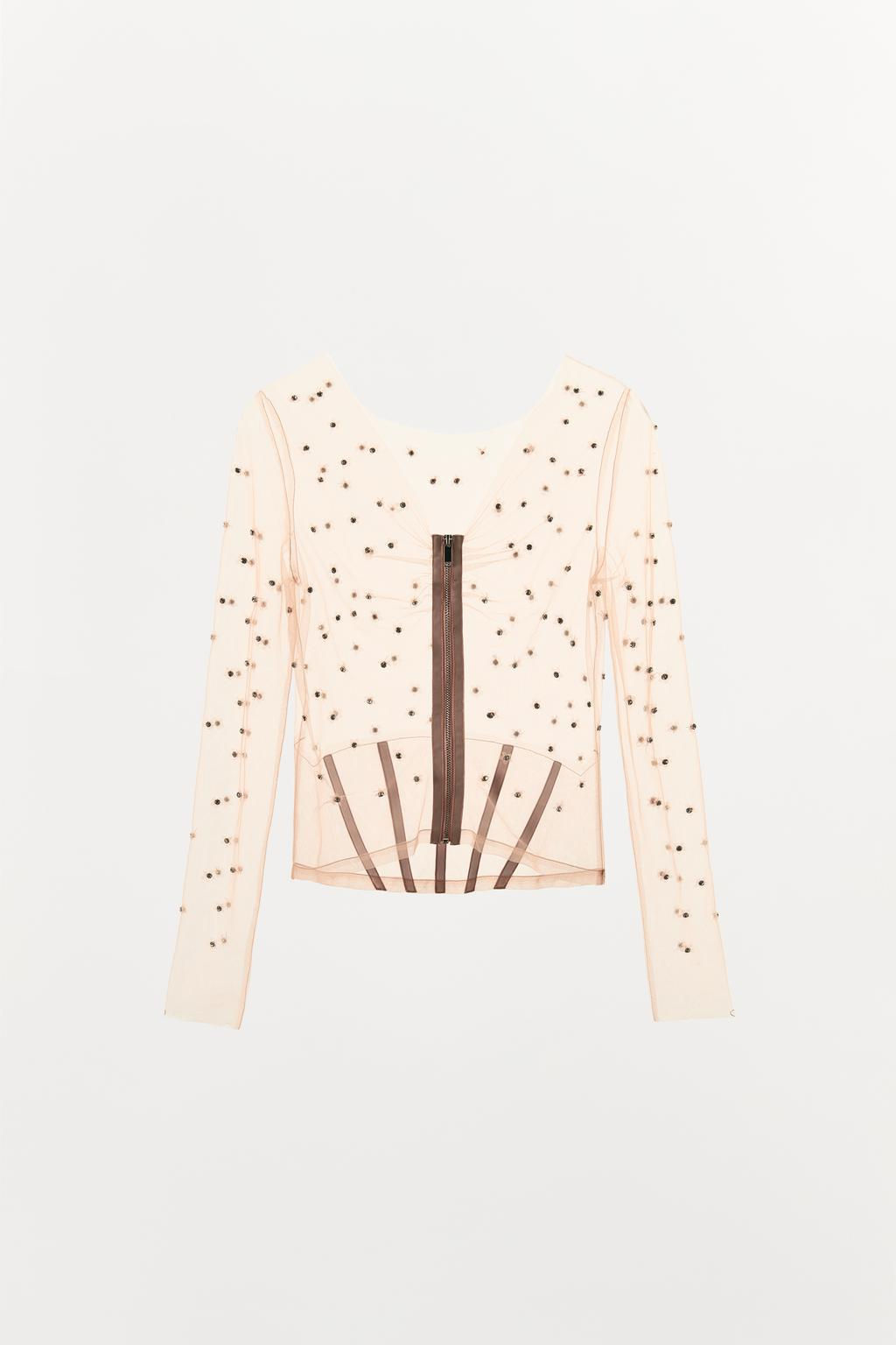 TULLE TOP WITH RHINESTONES - Zara фото 5