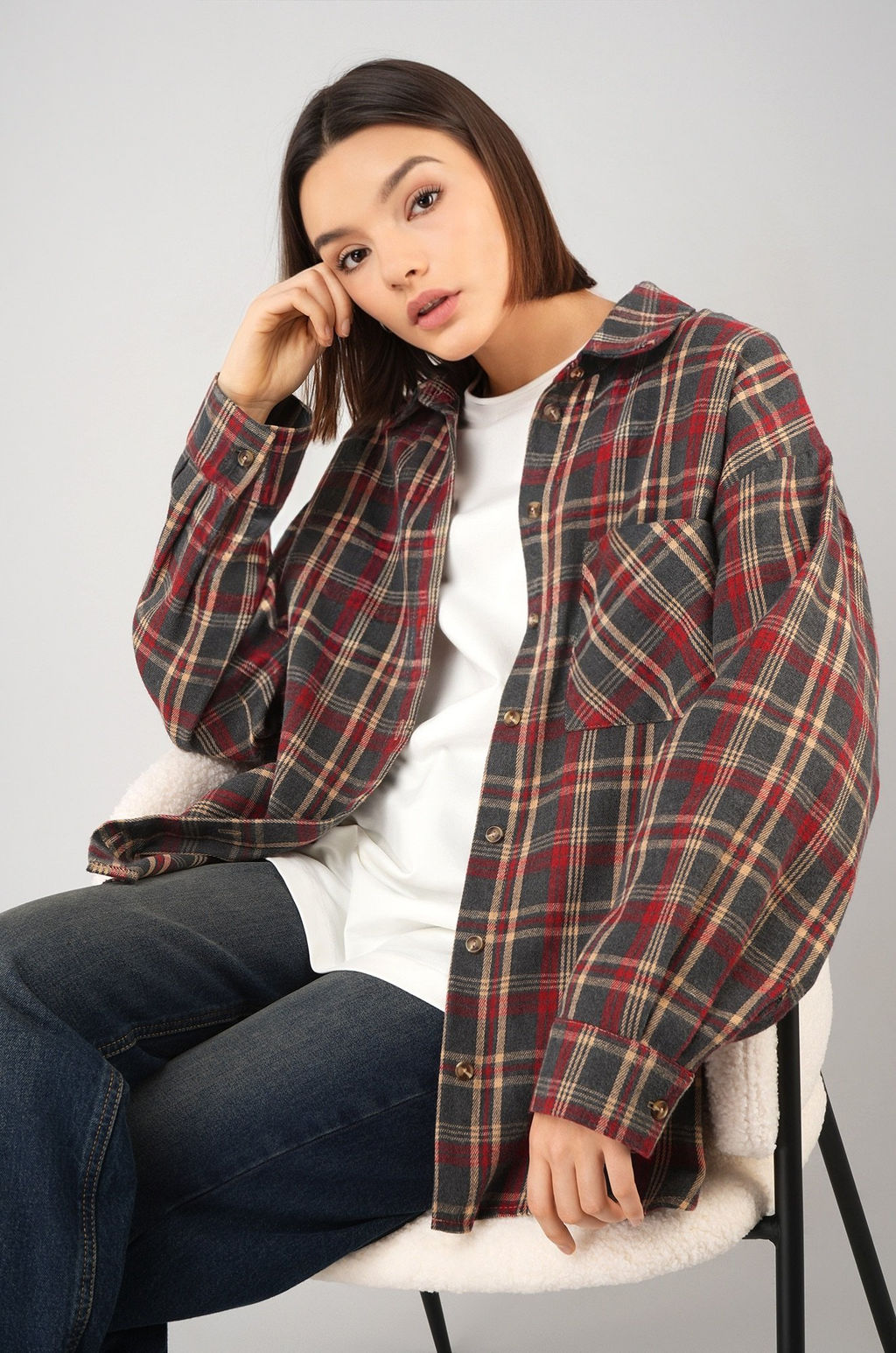 Рубашка женская в клетку Happyfox