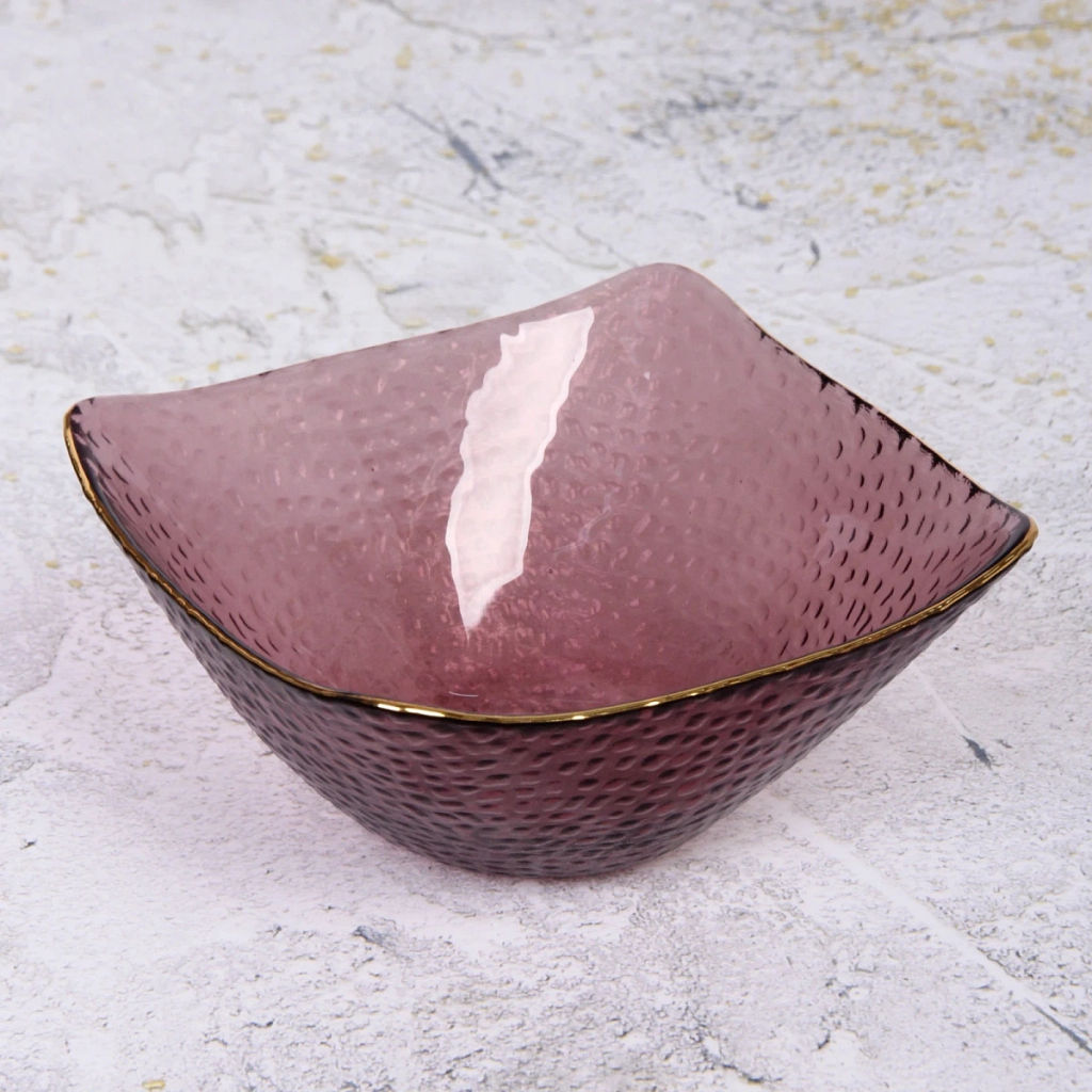 Салатник стеклянный "ICE CRYSTAL" 14*6,5см сиреневый